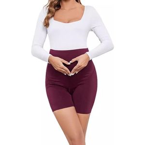 Zwangerschapsshorts Dames Zwangerschapsbroek Shorts Pyjama/Pyjama/Yoga Broek Kort Wijnrood XL