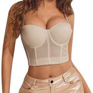Dames Korset Top met Spaghettibandjes - Strakke Corset Tanktop met Kanten