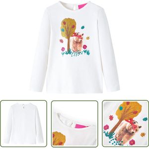 vidaXL Meisjeskleding - Kinderkleding - Kindershirt met lange mouwen 128 ecru - Jongenskleding - Langmouwshirts - Kindertjestrui