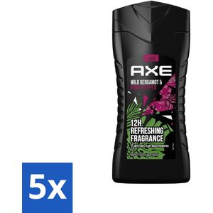 5 x Axe - 3-in-1 Douchegel - Wild Bergamot & Pink Pepper - 100% Plantaardig - 250 ml - Mannelijke Geur - Frisse Geur - Deodorant - Verzorging - Duurzaam