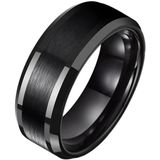 Wolfraam heren ring zwart gebostelde streep 8mm-21.5mm