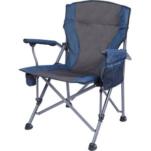XXL opvouwbare campingstoel 150 kg voor zware mensen met hoge rugleuning, luxe grote heavy duty visstoel voor volwassenen reizen picknick vissen in de open lucht, blauw