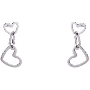 Day&Eve by Go Dutch Label Oorknoppen 3 Hartjes Linked Zilver