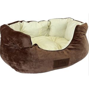 Teddy Exclusive Mand Shadow – Velvet Mandje Bruin – L50xB40xH15cm – Voor Katten & Kleine Honden – Met Opstaande Randen & Uitneembaar Kussen