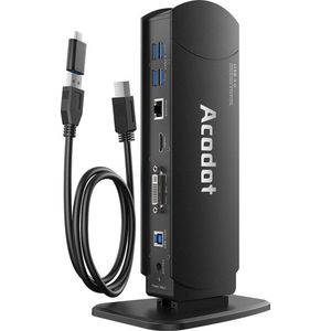 Acodot - 13-in-1 Docking Station - USB 3.0 - Dual HD Monitors - Brede Compatibiliteit