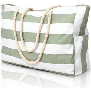 SNQ Strandtas XXL familie strepen weekender - dames badtas waterdichte tas shopper grote zwemtas tote bag met ritssluiting