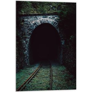 Forex - Donkere Tunnel met Rails - 60x90cm Foto op Forex