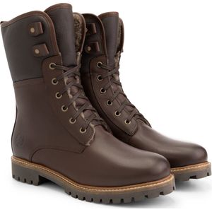 Travelin Holm - Heren Enkellaarzen - Leren veterboots - wol gevoerd - Donkerbruin leer