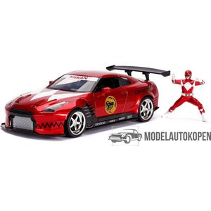 2009 Nissan GT-R + Power Ranger (Rood) 1/24 Jada - Modelauto - Schaalmodel - Model auto - Miniatuurautos - Miniatuur auto