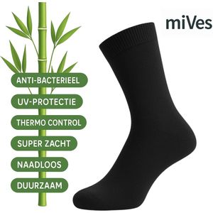 Mives Hoogwaardig Bamboe sokken 41-46 - Dames en Heren - 6 Paar - Duurzaam Damessokken - Naadloos - Marine Blauw