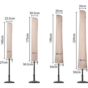 Beschermhoes voor parasol, met stang, afdekhoes voor Ø 400 cm/240 x 330 cm parasol, afdekking voor marktparasol, balkon, 100% polyester, waterdicht