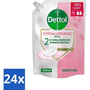 Dettol - Handzeep Navulling - Hypoallergenic - Sensitive - 500 ml - Voordeelverpakking - 24 stuks