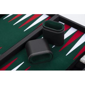 Longfield Backgammon 15""inch groen, rood en wit ingelegd vilt