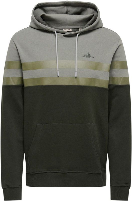 Only & Sons - Onsthor Reg Sweat Hood Cs - Trui - Castor Gray/Olive Night