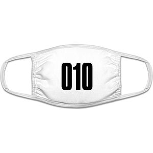 010 Rotterdam mondkapje | gezichtsmasker | bescherming | bedrukt | logo | Wit mondmasker van katoen, uitwasbaar & herbruikbaar. Geschikt voor OV