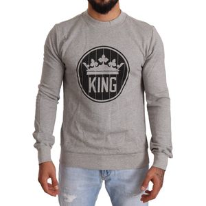 Grijze Crown King katoenen pullover sweater