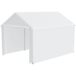 Tentgarage Grote Carport Garagetent Autoluifel Garageluifel Opslagtent Uv-Bestendig Waterdichte Schuilplaats Met Oprolbaar Raam (3x4 M, Wit)