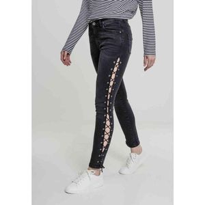 Urban Classics - Denim Lace Up Skinny jeans - Taille, 26 inch - Zwart