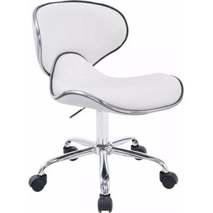 In And OutdoorMatch Werkkruk Tina - Wit - Op wieltjes - Kunstleer - Ergonomische bureaustoel - Voor volwassenen - In hoogte verstelbaar