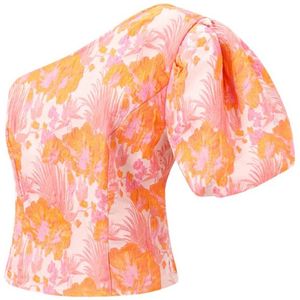 Roze oranje top elegant sleeve top short - perfect for 21 dinner - pink orange - maat L