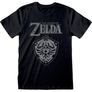 Nintendo Legend Of Zelda - Distressed Shield Unisex T-Shirt Zwart