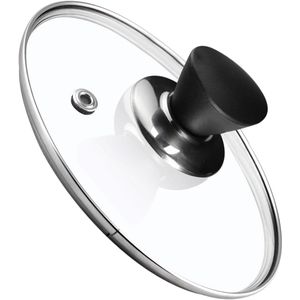 KADAX Pandeksel, universeel deksel van glas met mat zwart handvat, hittebestendig deksel in verschillende maten, pannendeksel, glazen deksel voor pan, pan (24 cm)