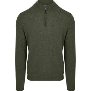 Steppin' Out Half Zip Trui Merinowol Olijfgroen - Maat M - Heren - Pullovers