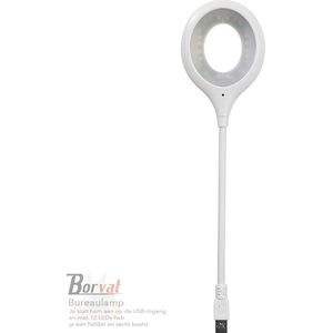 Borvat® - Bureaulamp voor Laptop en PC - Wit en Ovaal- Flexibel en Helder - Met LED USB Aansluiting