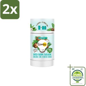 Lovea – Deodorant – Solid Organic Coconut Oil – Natuurlijke bescherming – 50 g - Voordeelverpakking - 2 stuks - Natuurlijke deodorant - Kokosolie deodorant