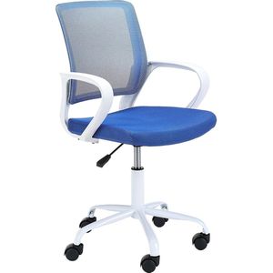 FD-6 Bureaustoel voor kinderen, Ergonomisch met armleuningen, Draaibaar, Hoogteverstelbaar, Maximale belasting 100 kg, Wit, Blauw