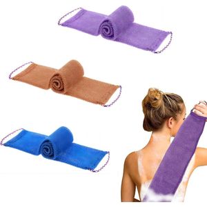 3-delige mesh spons - met handvat - 75 x 14 cm - lange exfoliërende mesh handdoek - badspons - gezichtsreinigingsnet - rugreinigingsborstel - unisex - reinigend en exfoliërend - dagelijks baden