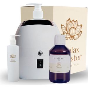 Relax Master® Olieverwarmet 2.0 - met 250 ml Massageolie - 2 Dispensers - Voor Salon & Thuisgebruik