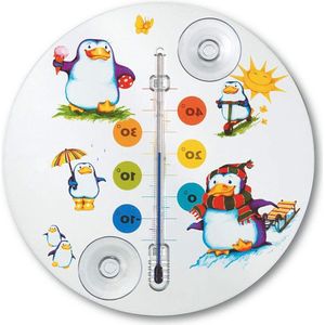 14.6016.02 Analogue Window Thermometer - Ideal for Children's Room - Easy Mounting with Suction Cups