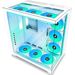 ATX-Tower Gaming PC Behuizing met Gehard Glas en 9 ARGB Ventilatoren - White