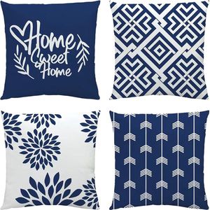 Goodivery ® Zachte kussensloop, 50 x 50 cm, set van 4, marineblauw, decoratieve kussenslopen, modern, behaaglijk, kussensloop, vierkant, kussensloop, sierkussen, woonkamer, bed, buiten