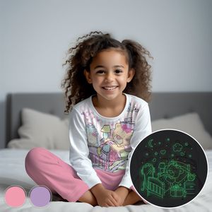 Lief Slapend Beertje - Glow-in-the-dark pyjama - licht roze - maat 80-86 - 1 jaar - 100% katoen