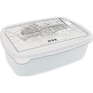 Broodtrommel Wit - Lunchbox - Brooddoos - Plattegrond - Oss - Nederland - 18x12x6 cm - Volwassenen