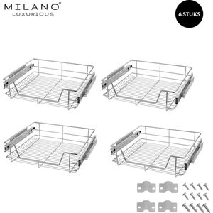 Milano Luxurious®- Schuiflades keukenkast – Lade Organizer – Draadmanden – Opberger - Opbergsysteem – 60 cm – 6 stuks