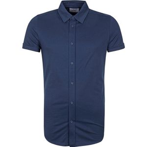 Suitable - Prestige Earl Short Sleeve Overhemd Donkerblauw - M - Heren - Modern-fit