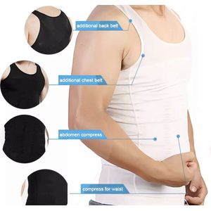 Chibaa - Premium Corrigerend Mannen Hemd - Ondersteuning - Body Buik Shapewear Shirt - Correctie Hemd - Buik weg - Buik verbergen - Strak lichaam - Wit - XXL