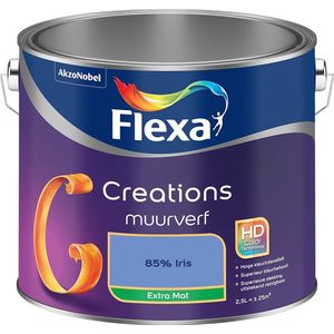 Flexa - Creations Muurverf Extra Mat - 85% Iris - Mengverf - 2.5 Liter