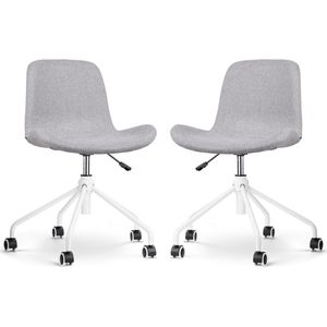 Nolon Nout-Fé Bureaustoelen Set van 2 Lichtgrijs - Stof - Verstelbaar - Wieltjes - Wit Onderstel