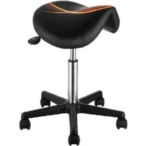 Gran Vida® - Ergonomische Zadelkruk op Wielen - Verstelbaar in Hoogte & Draaibaar - 180kg Draagvermogen - Duurzaam PU-leer - Zwart - 51 tot 71 cm Hoog