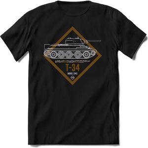 T-Shirtknaller T-Shirt|T-34 Leger tank|Heren / Dames Kleding shirt|Kleur zwart|Maat S