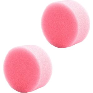 FunnyFashion Grimas schmink sponsjes - 2x stuks - roze - rond - D6 x H3 cm