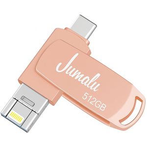 USB Stick - 512GB - 3 in 1 - USB-A, USB-C & Lightning - Roségoud