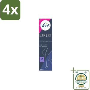 Veet Expert Ontharingscrème Benen 200 ml - Voordeelverpakking - 4 stuks - Ontharingscrème lichaam - Sheaboter
