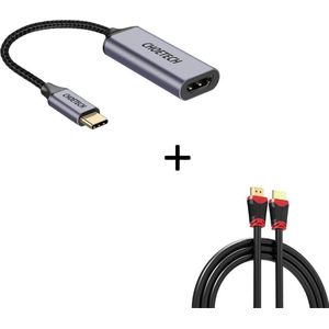 Aluminium USB-C naar HDMI adapter - 4Kx2K @60Hz - Incl. HDMI kabel - Coax