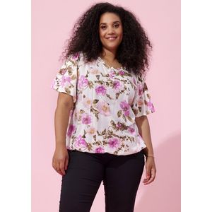 Zhenzi Sarai blouse creme/roze/groen maat XL = 54