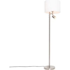 QAZQA jelena - Moderne Vloerlamp | Staande Lamp met leeslamp - 1 lichts - H 150 cm - Staal - Woonkamer | Slaapkamer | Keuken